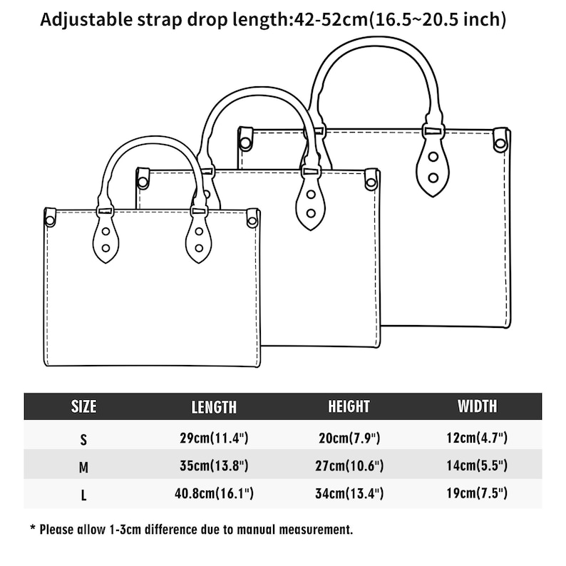 a diagram showing the size and measurements of a handbag