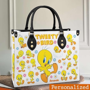 Bolsa de couro sintético personalizada com o Piu-Piu | Bolsa de couro vegana personalizada para observação de pássaros e amantes de pássaros