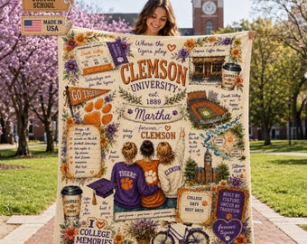 Manta personalizada para recuerdos universitarios, manta bohemia personalizada para la escuela y la universidad, regalo para estudiantes y exalumnos de último año.