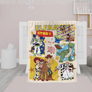 Made In Usa Personalized Name Cartoon Toy Story Pixar Boy Blanket