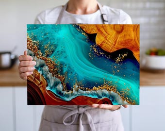 Personalized River Glass Cutting Board | Custom Epoxy Resin Art Charcuterie Tray