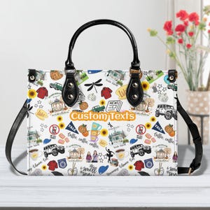 Bolso de mano de cuero hueco con estrellas para amantes del café personalizado / Regalo personalizado para fanáticos de programas de televisión, cartera, bolso de mano, bolso con asa superior
