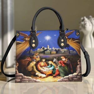 Gott Krippe Weihnachten Tasche aus Kunstleder