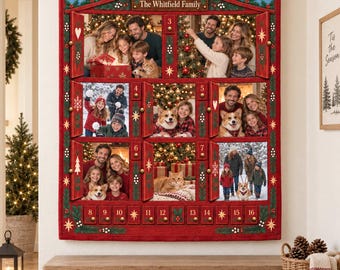 Personalized Advent Calendar Christmas Photo Blanket - Custom Name Gift