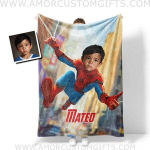USA MADE Personalisierte Superheld Spinne Boy Shooting Seidendecke | Kundenspezifische Superhero Jungen-Decke