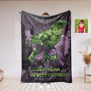 Personalized Superhero Hulk Blanket | Custom Boy Green Hero Blanket, Customized Blanket