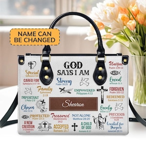 Personalisierte Name Was Gott über Sie Sagt Kunstleder Tasche Tote831