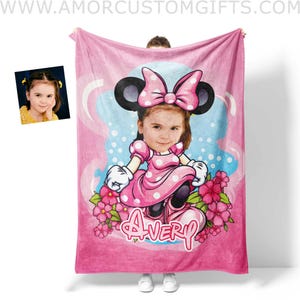 USA MADE PersonalizedFace & Name Cartoon Mouse Cosplay Blanket