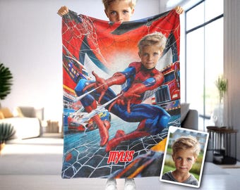 Gepersonaliseerde superheld Spider Boy-deken, gepersonaliseerde Spidey-worp