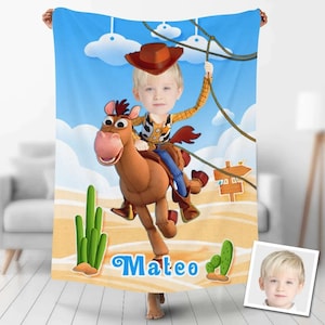 USA MADE Custom Blankets Personalized Toy Story Hudi Blanket | Personalized Photo Blanket Gift For Kids