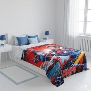 Personalized Superhero Spider Boy Blanket, Custom Face Spidey Throw image 4
