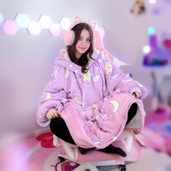 Personalized Anime Sherpa Hoodie Blanket: Oversized Wearable Snuggle Sweatshirt