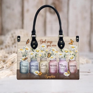 Personalisierter Name Gott sagt du bist Kunstledertasche