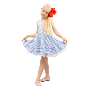 Dorothy Inspired Toddler Dress - Blue Gingham with Full Tulle Skirt