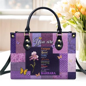 Personalisierte Name Gott sagt, dass du bist Kunstleder Handtasche
