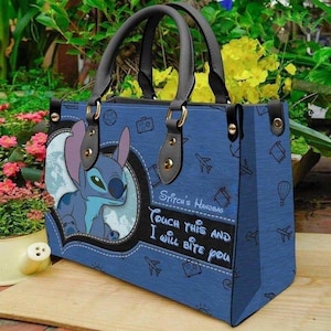 Bolso de piel sintética con dibujo de puntada personalizado / Bolso de mano con asa superior con dibujo de puntada personalizado