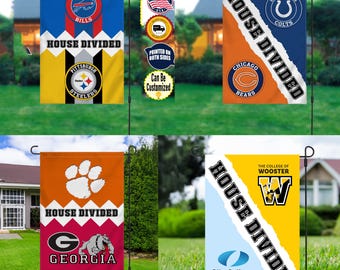 USA Made Personalized House Divided Heart United Flag | Double-Sided, Fast Shipping | Football, Sports University, College & All Leagues