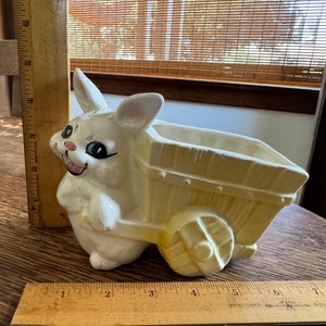 Cute vintage ceramic bunny with cart