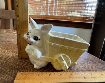 Cute vintage ceramic bunny with cart