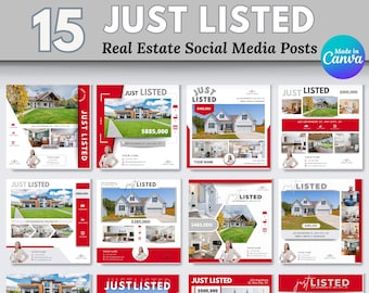 Real Estate Social Media Templates: Just Listed Canva Posts (digital ...
