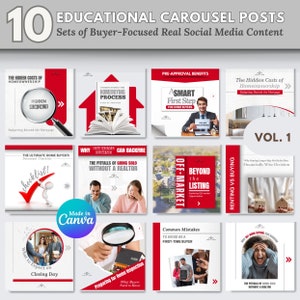 Real Estate Social Media Carousel Templates: Realtor Marketing (Digital Download)