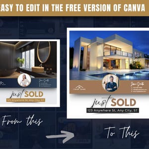 Real Estate Just Sold Social Media Templates for Canva - Etsy