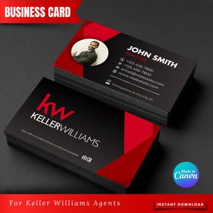 Keller Williams Visitenkarte | Druck und digitale Verwendung | -Visitenkarte | Bearbeitbare Visitenkarte | Canva Vorlage