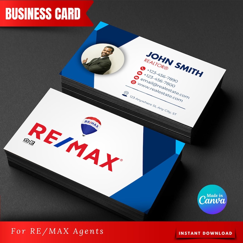REMAX Business Card | Print and Digital Use | Real Estate Business Card ...