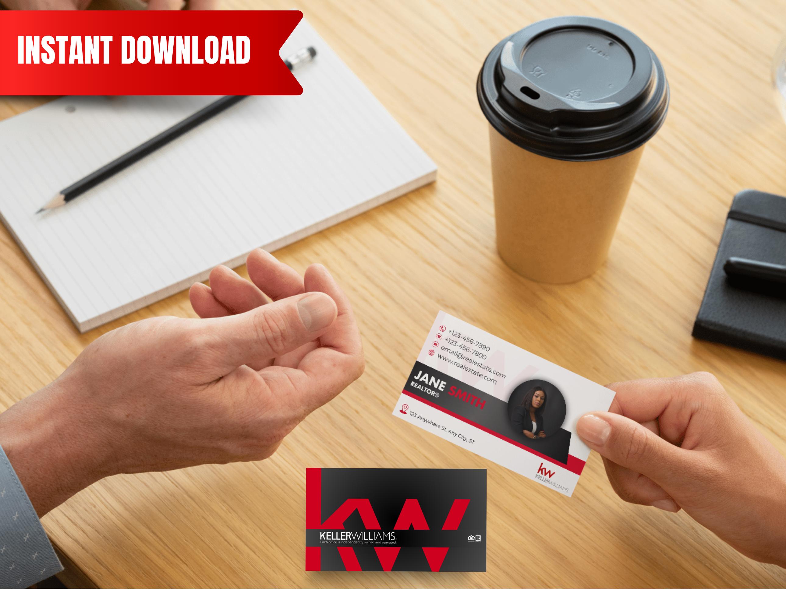 Keller Williams Business Card Template Editable Realtor Design (canva
