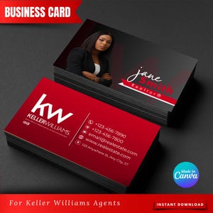 Keller Williams Visitenkarte | Druck und digitale Verwendung | -Visitenkarte | Bearbeitbare Visitenkarte | Canva Vorlage
