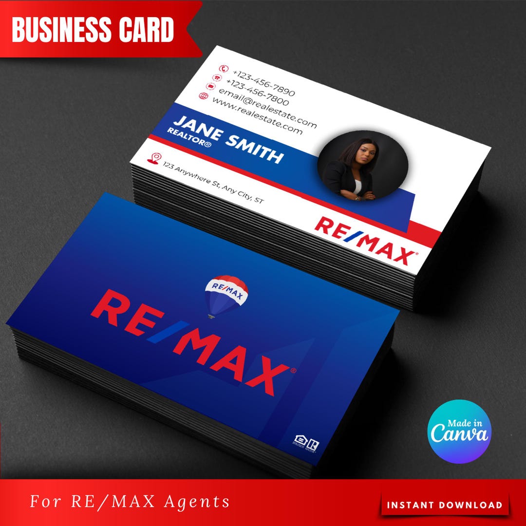 REMAX Business Card | Print and Digital Use | Real Estate Business Card ...
