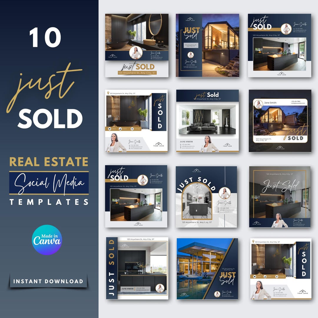 Real Estate Just Sold Social Media Templates for Canva - Etsy