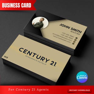 Century 21 Visitenkarte | Druck und digitale Verwendung | -Visitenkarte | Bearbeitbare Visitenkarte | Canva Vorlage