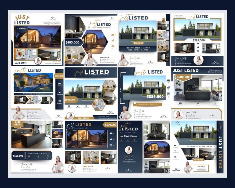 Real Estate Social Media Templates: Just Listed Canva Posts (digital ...