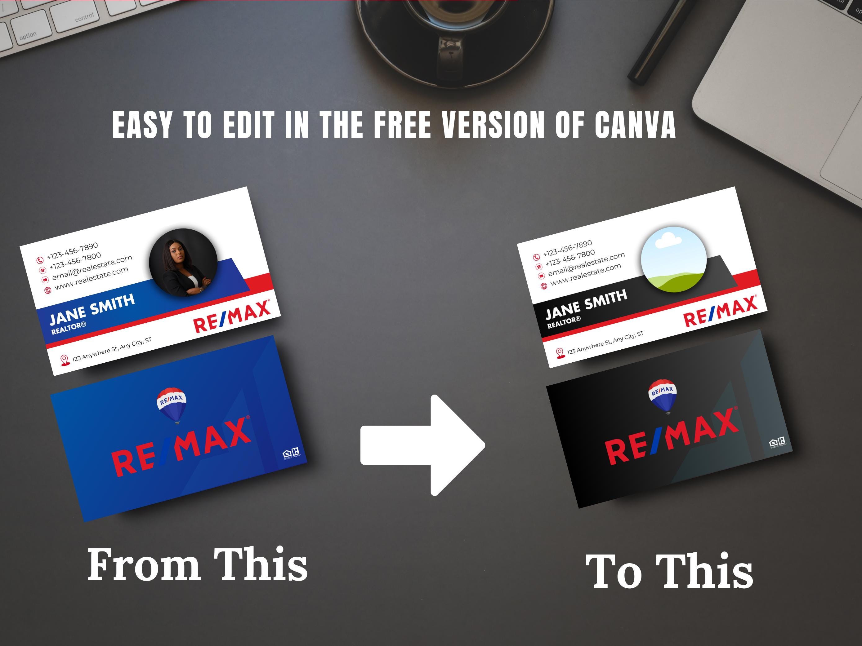REMAX Business Card Template: Editable Realtor Design (canva) - Etsy, image size:2779x2084