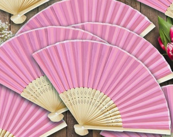 600 Pcs Silk Hand Fans Bulk or Wholesale, Silk Wedding Fans, Hand Fan Favors, Silk Folding Fans