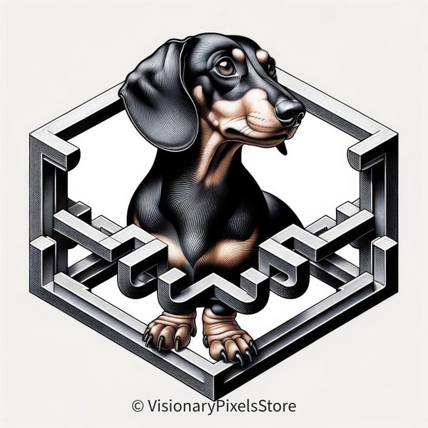 Impossible Geometry Dachshund - Escher-Inspired Art DOWNLOAD