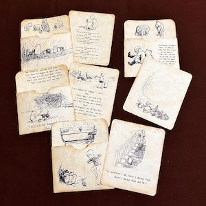 Bolsos de biblioteca do Ursinho Pooh com cartões de registro no diário
