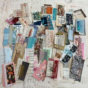 Stitched Snippets / Clusters for Journals in reusable Velcro closure plastic envelope, snippets with fabric, lace, paper, cardstock etc. image 6