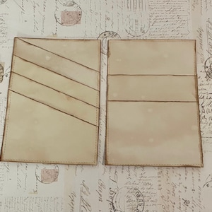 Tea Dyed Paper Pockets - neutral thread stitched edge
