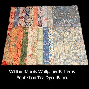 William Morris Wallpaper Patterns Printed on Tea Dyed Paper