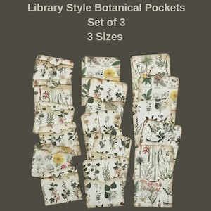 3, 5 o 8 tasche in stile biblioteca con stampa botanica