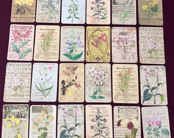 Antique Look Journaling Cards - Flowers on Document Prints