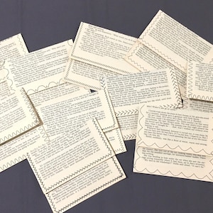 Book Page Envelopes with zigzag or other decorative stitched edge.  Sets of 5 or 10
