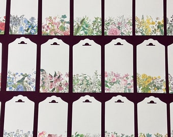 Tags - In bloei bloemenprint Tags - 2" x 4" - Set van 10 of 25. Cadeau- of efemere tags