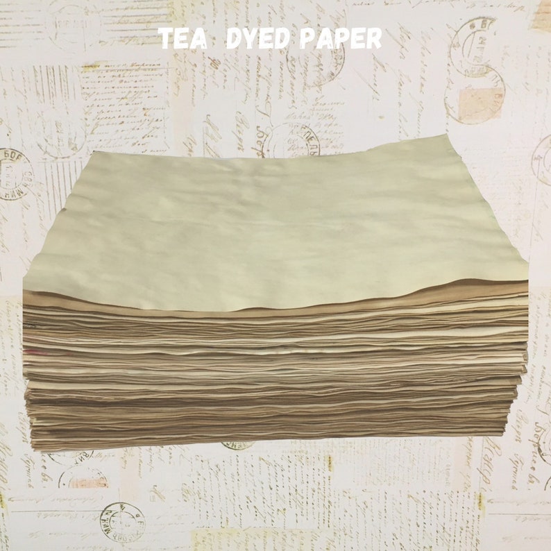 50 fogli di carta tinta al tè 24LB carta tinta essiccata all'aria per diari, adatta alla stampa. Carta di giornale tinta con il tè. immagine 4