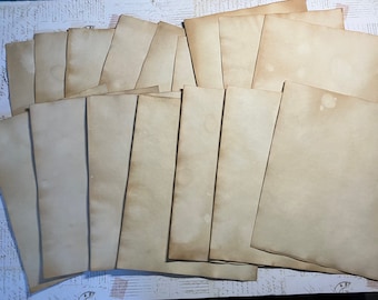 10 Sheets Tea Dyed Cardstock - 65Lb Air Dried Cardstock for Journals, Printer Friendly.  Tea dyed journal paper.