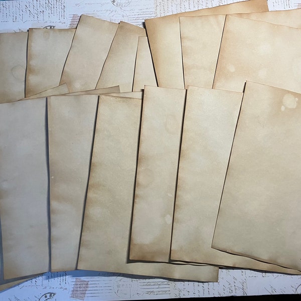 10 Sheets Tea Dyed Cardstock - 65Lb Air Dried Cardstock for Journals, Printer Friendly.  Tea dyed journal paper.