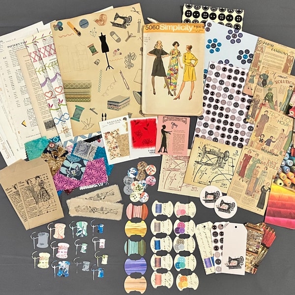 Sewing Journal Ephemera Kit including 60s, 70s or 80s Pattern