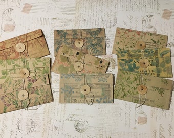 3 Vintage Look Ephemera Envelopes with Interior Pockets